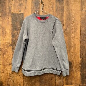 Diesel men’s grey crewneck zippered plaid lining medium EUC